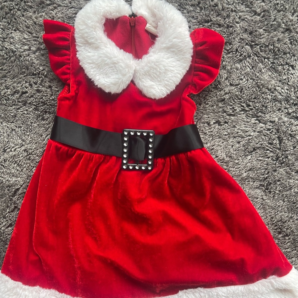 2T red Santa dress with buckle